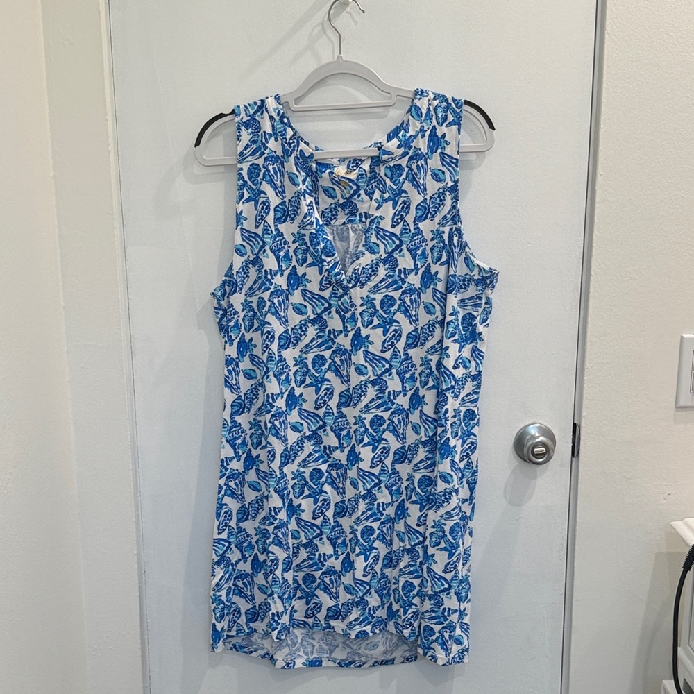 Lilly Pulitzer Blue and White Sleeveless Mini Dress